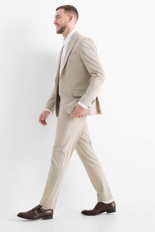 Heren - Broek uit het combi-systeem - slim fit - elastisch - licht beige