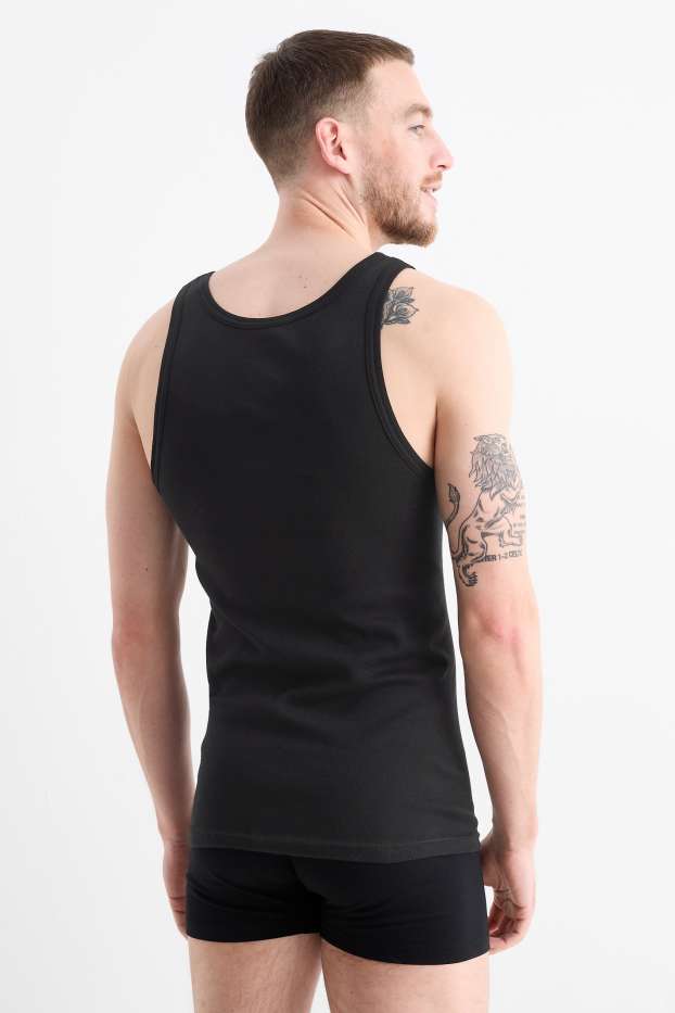 Bărbați - Multipack 3 buc. - maiou - reiat fin - fără cusături - negru