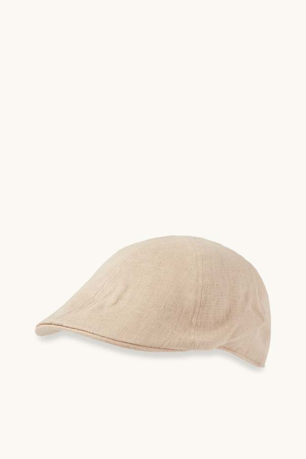 Herren - Leinen-Schiebermütze - hellbeige