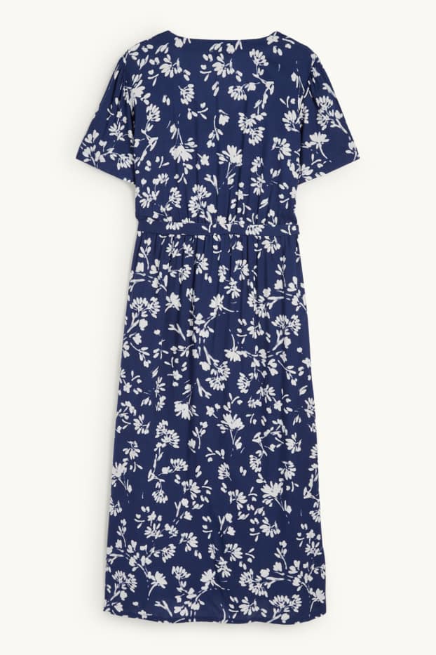 Dona - Vestit de lactància de viscosa amb coll en punta - de flors - blau