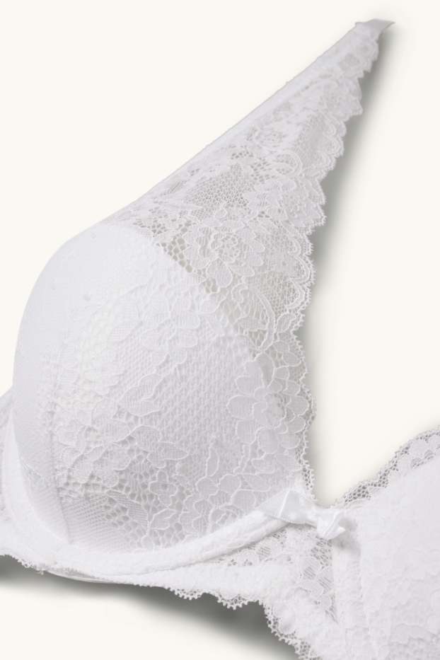 Dames - BH met beugels - PLUNGE - voorgevormd - wit