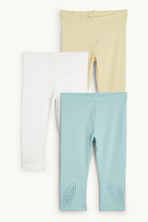 Kinder Mädchen - Multipack 3er - Schmetterling - Capri-Leggings - türkis