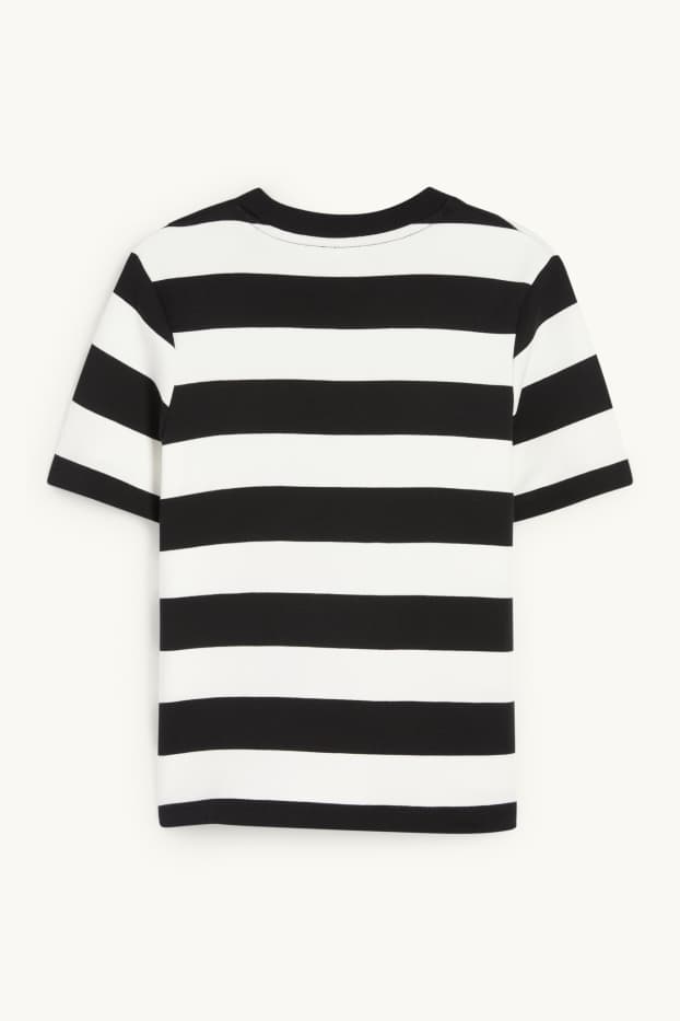 Donna - T-shirt - slim fit - a righe - nero / bianco