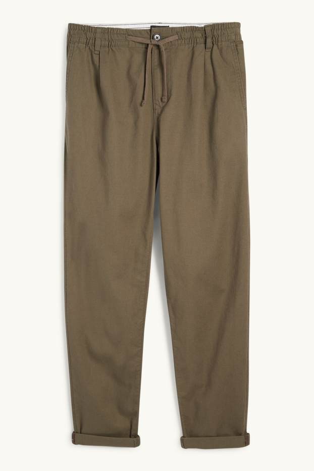 Hommes - Chino avec teneur en lin - tapered fit - vert foncé