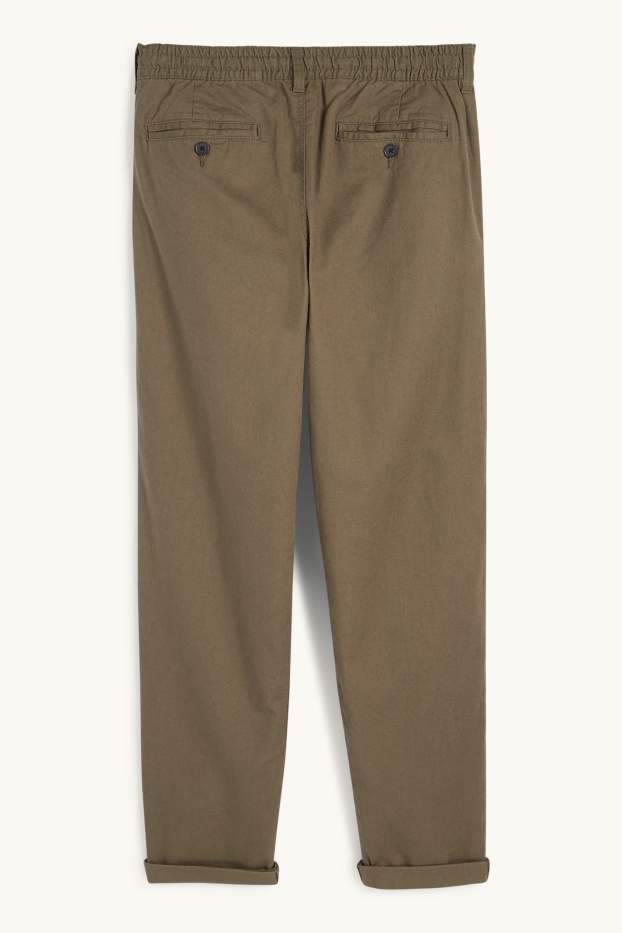 Hommes - Chino avec teneur en lin - tapered fit - vert foncé