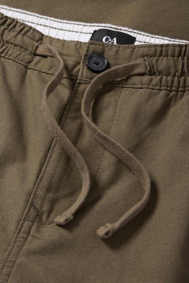 Hommes - Chino avec teneur en lin - tapered fit - vert foncé