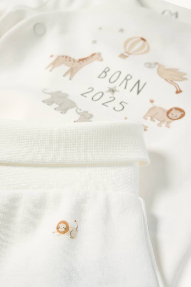 Unisex - Wild animals - newborn outfit - 2-piece - white