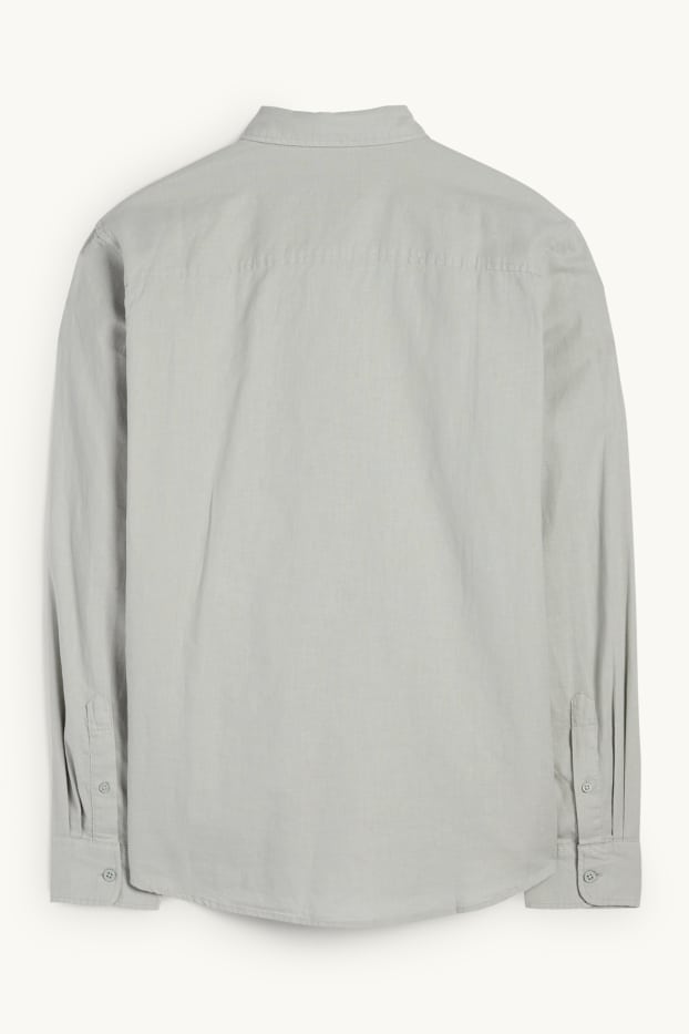 Hommes - Chemise - regular fit - col kent - lin mélangé - vert clair