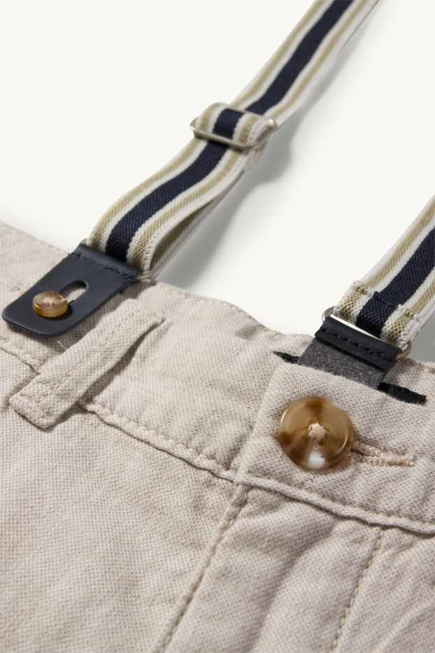 Kinder Jungen - Bermudas mit Hosenträgern und Leinen-Anteil - hellbeige