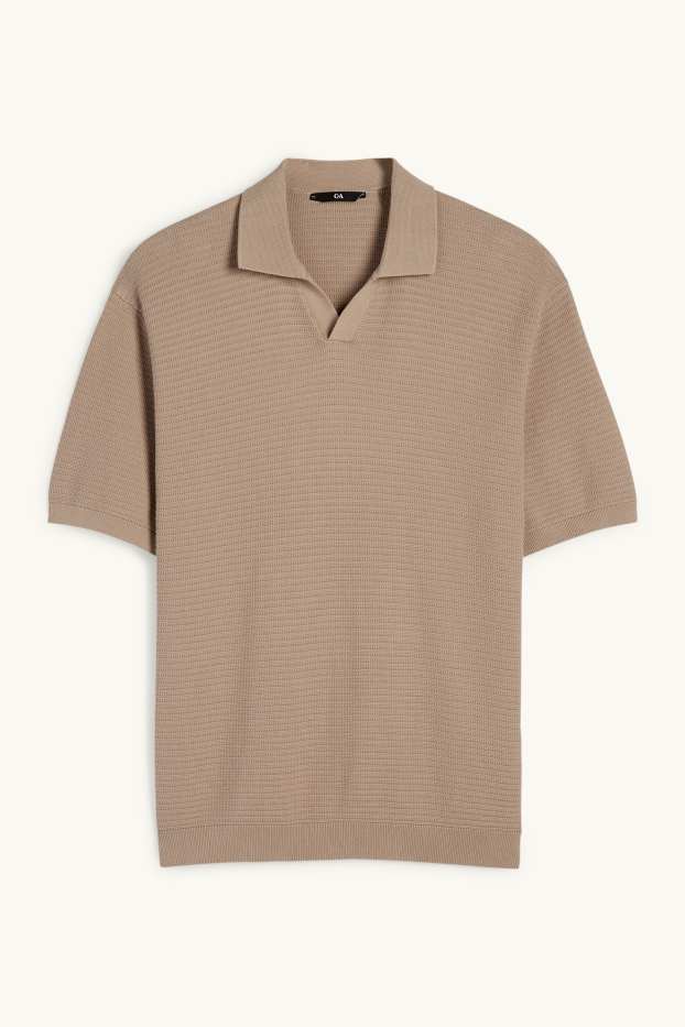 Uomo - Polo in maglia - regular fit - tessuto tramato - beige