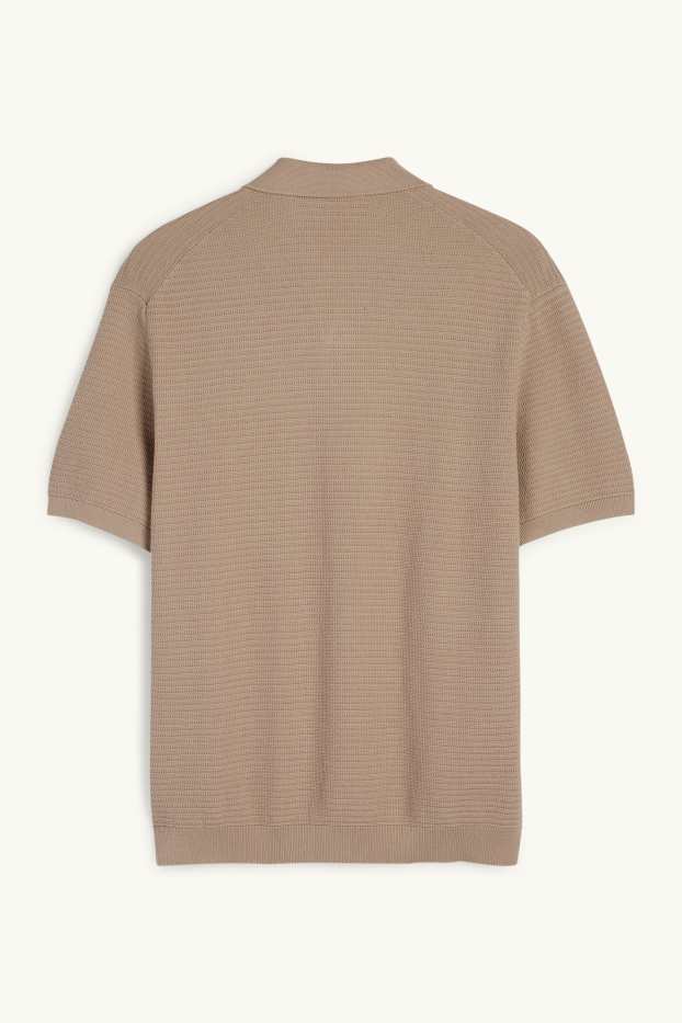 Uomo - Polo in maglia - regular fit - tessuto tramato - beige