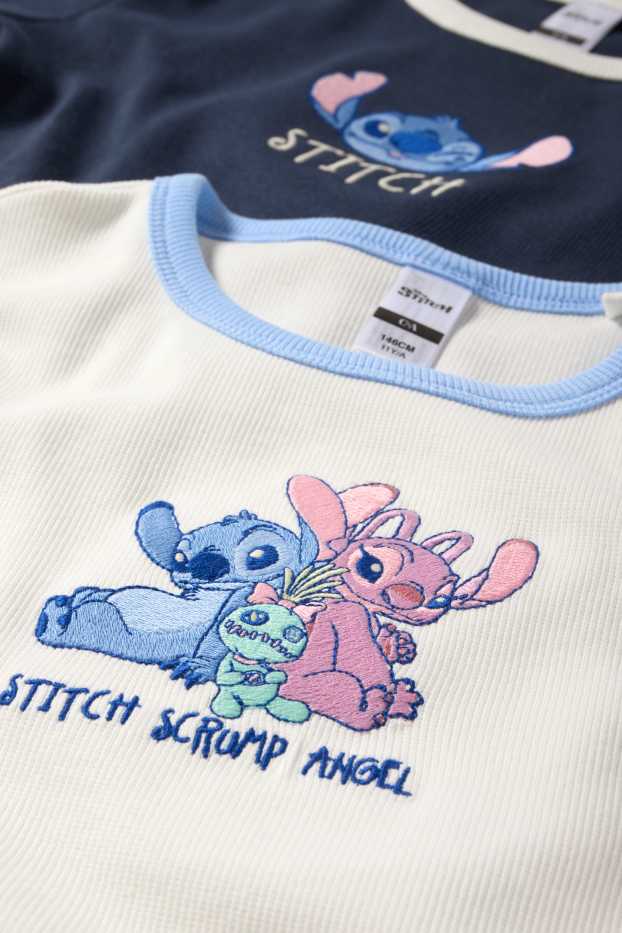 Enfants filles - Lot de 2 - Lilo et Stitch - T-shirt - côtelé - bleu / crème
