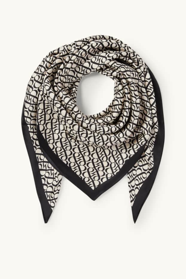 Dames - Sjaaltje - met patroon - zwart / beige