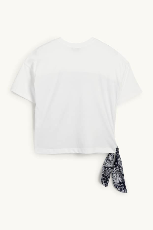 Donna - T-shirt con effetto nodo - blu scuro