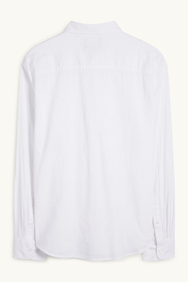 Home - Camisa - regular fit - Kent - mescla de lli - blanc