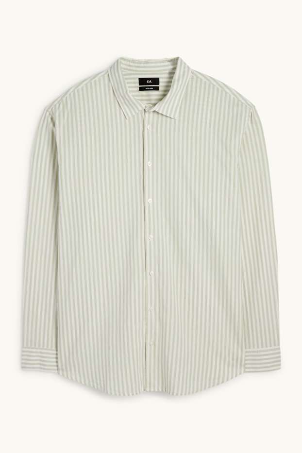 Hommes - Chemise avec teneur en lin - regular fit - col kent - à rayures - vert menthe