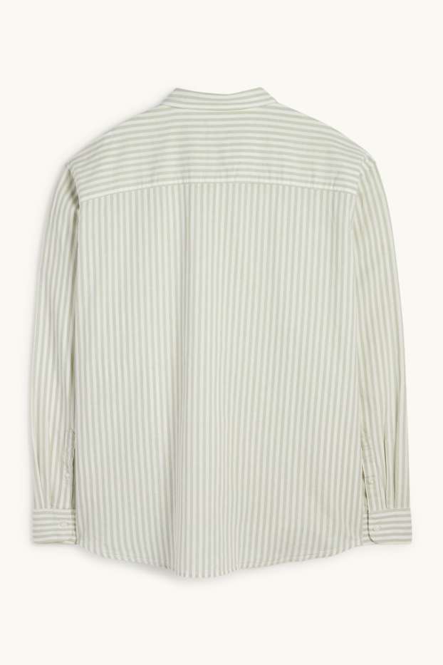Hommes - Chemise avec teneur en lin - regular fit - col kent - à rayures - vert menthe