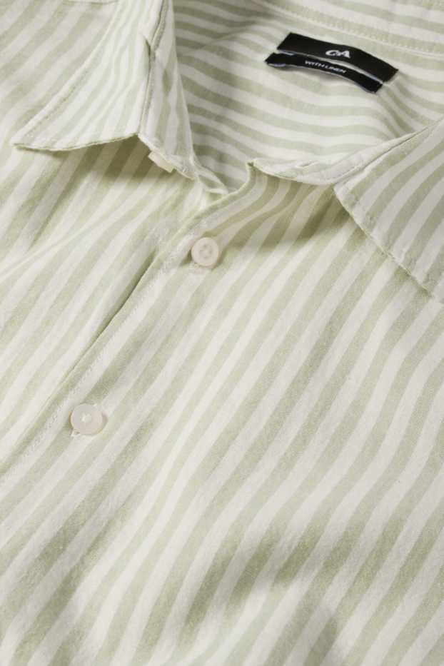 Hommes - Chemise avec teneur en lin - regular fit - col kent - à rayures - vert menthe