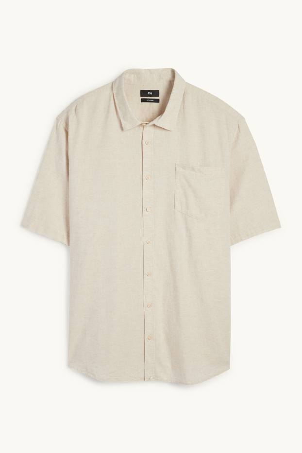 Hommes - Chemise - regular fit - col kent - beige clair
