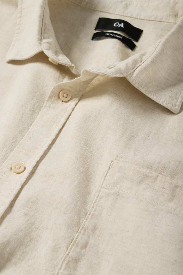 Hommes - Chemise - regular fit - col kent - beige clair