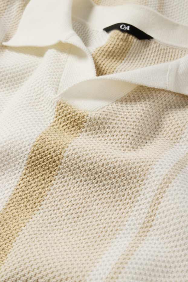 Hommes - Polo en maille - à rayures - texturé - taupe