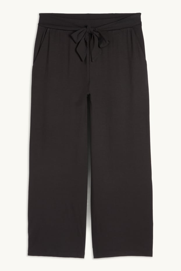 Femei - Pantaloni din jerseu - talie medie - straight fit - negru