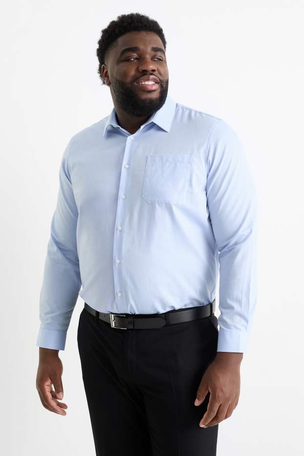 Uomo - Camicia business - regular fit - collo all'italiana - facile da stirare - azzurro