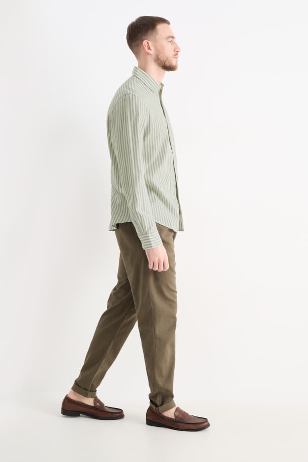 Hommes - Chino avec teneur en lin - tapered fit - vert foncé