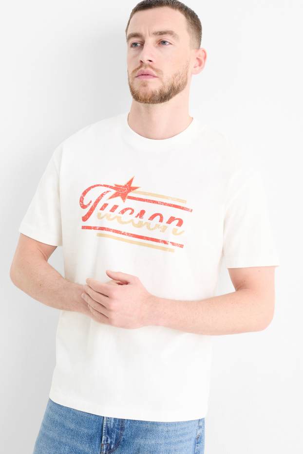 Bărbați - Tricou - relaxed fit - alb-crem