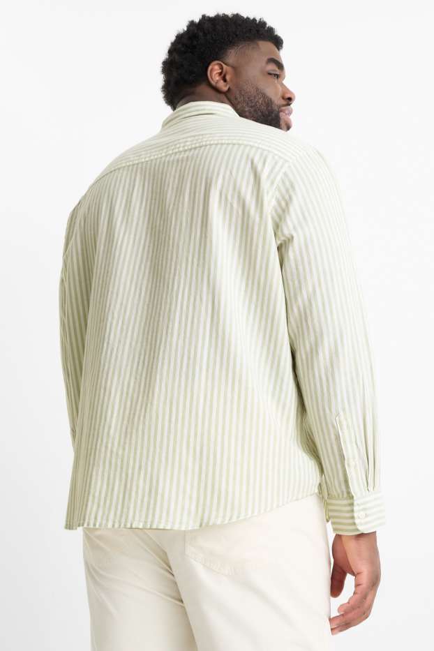Hommes - Chemise avec teneur en lin - regular fit - col kent - à rayures - vert menthe