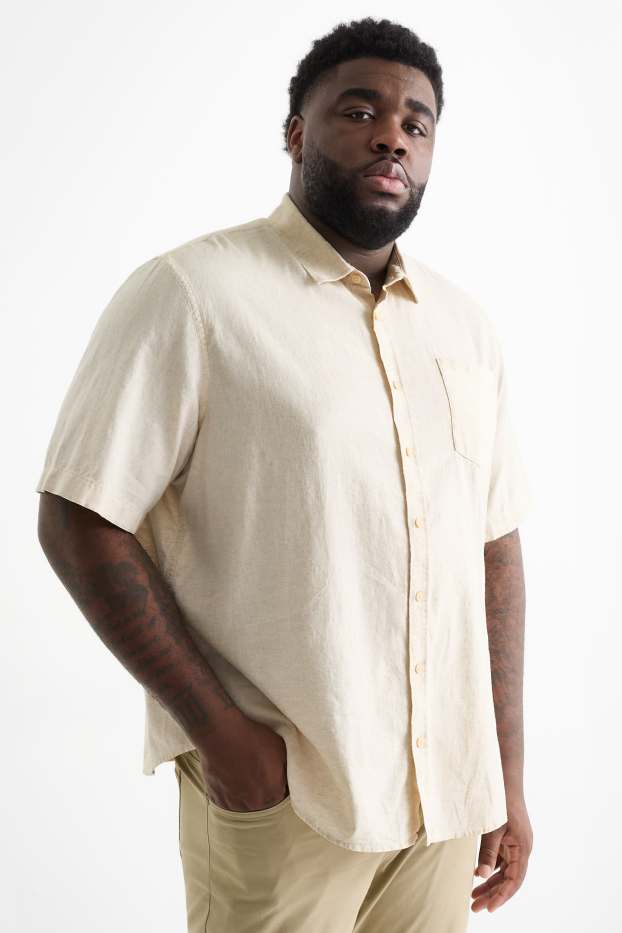 Hommes - Chemise - regular fit - col kent - beige clair