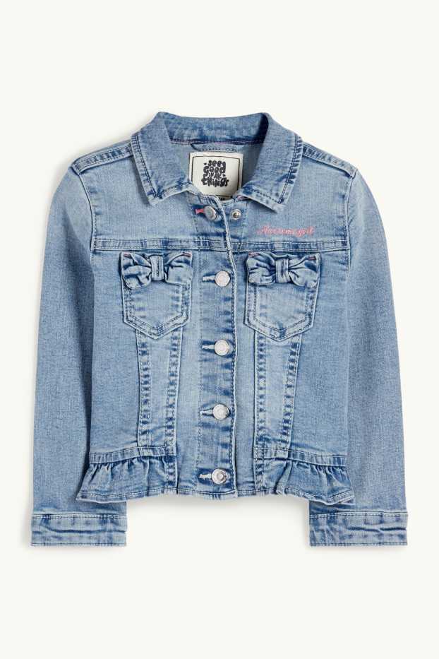 Children Girls - Bow - denim jacket - blue denim