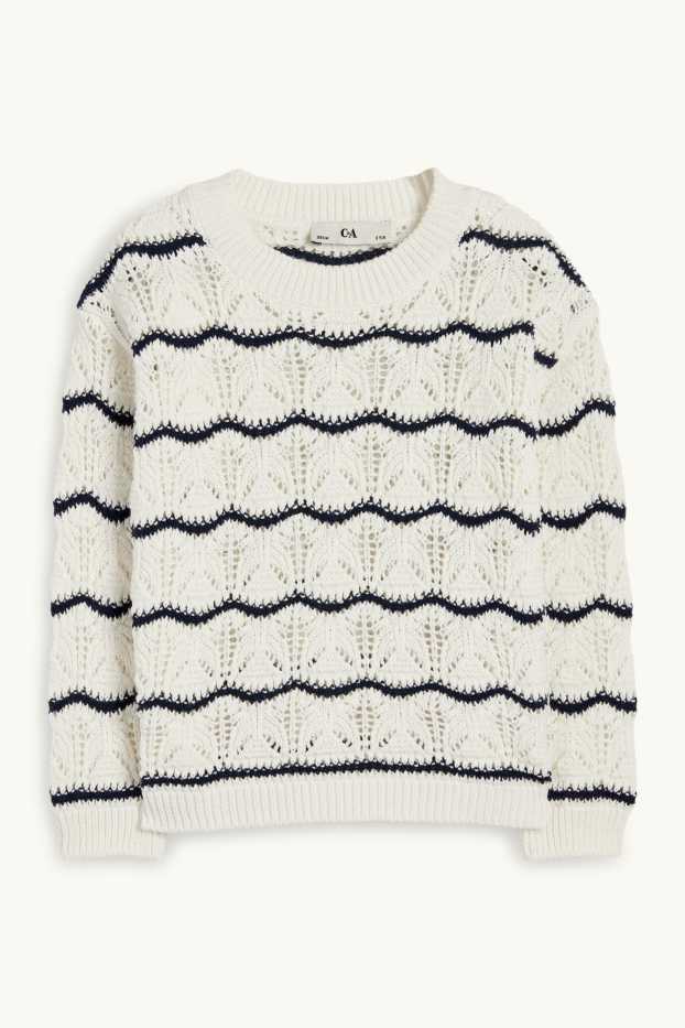 Children Girls - Jumper - striped - cremewhite