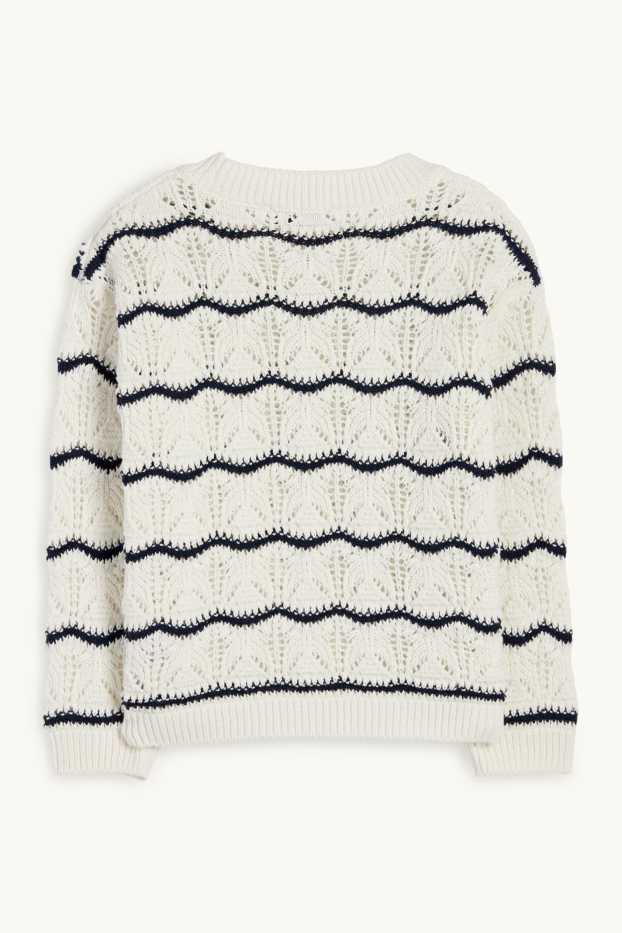 Children Girls - Jumper - striped - cremewhite