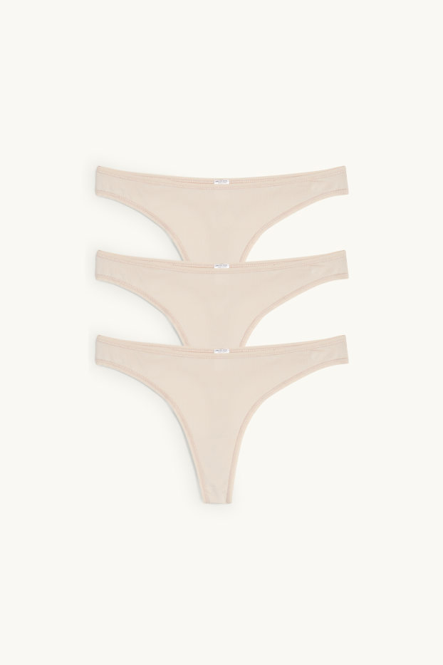 Femmes - Lot de 3 - strings - beige