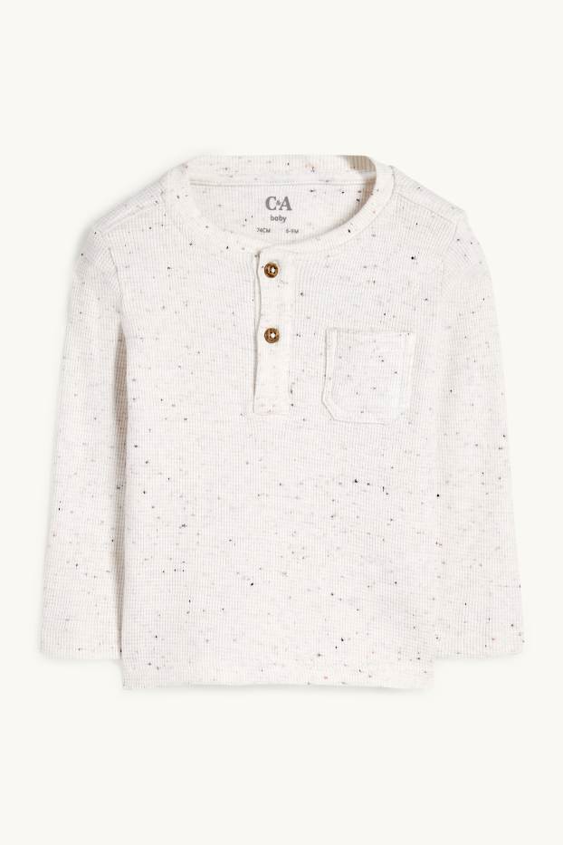 Neonati - Maglia a maniche lunghe per neonati - tessuto tramato - bianco crema
