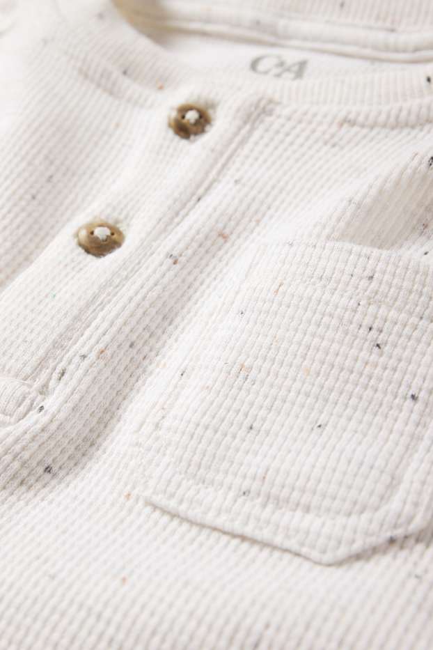 Neonati - Maglia a maniche lunghe per neonati - tessuto tramato - bianco crema
