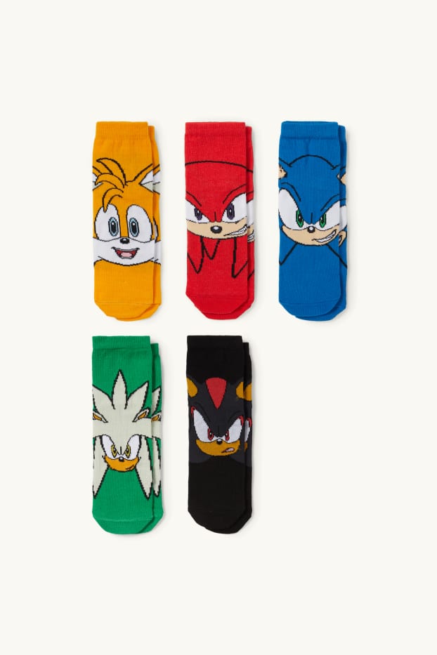 Kinder Buben - Multipack 5er - Sonic - Socken mit Motiv - blau