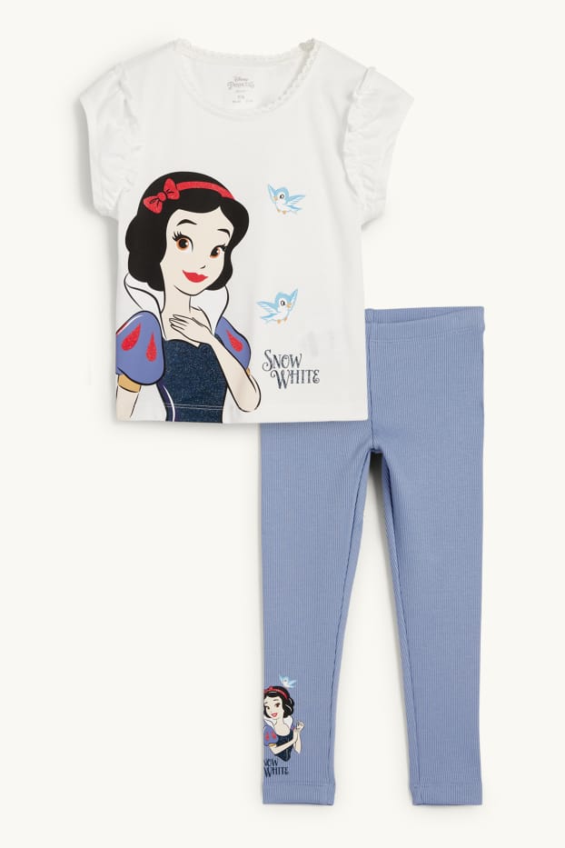 Children Girls - Snow White - set - short sleeve T-shirt and leggings - 2 piece - blue / creme