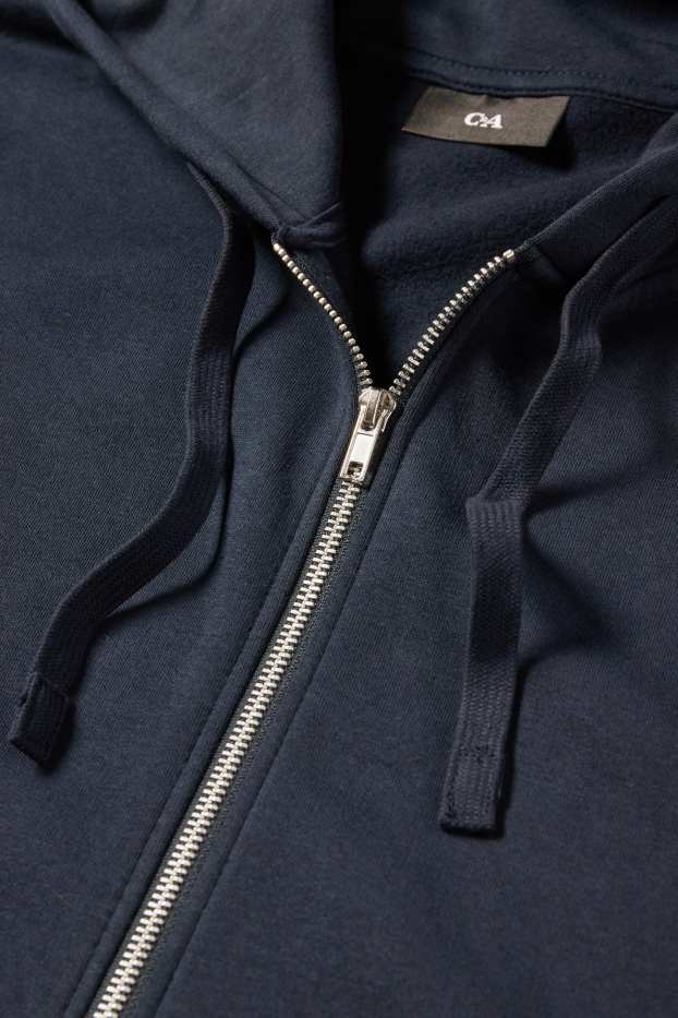 Hommes - Sweat zippé à capuche - bleu foncé