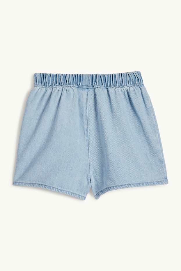 Kinderen: meisjes - Bloem - jeansskort - jeansblauw