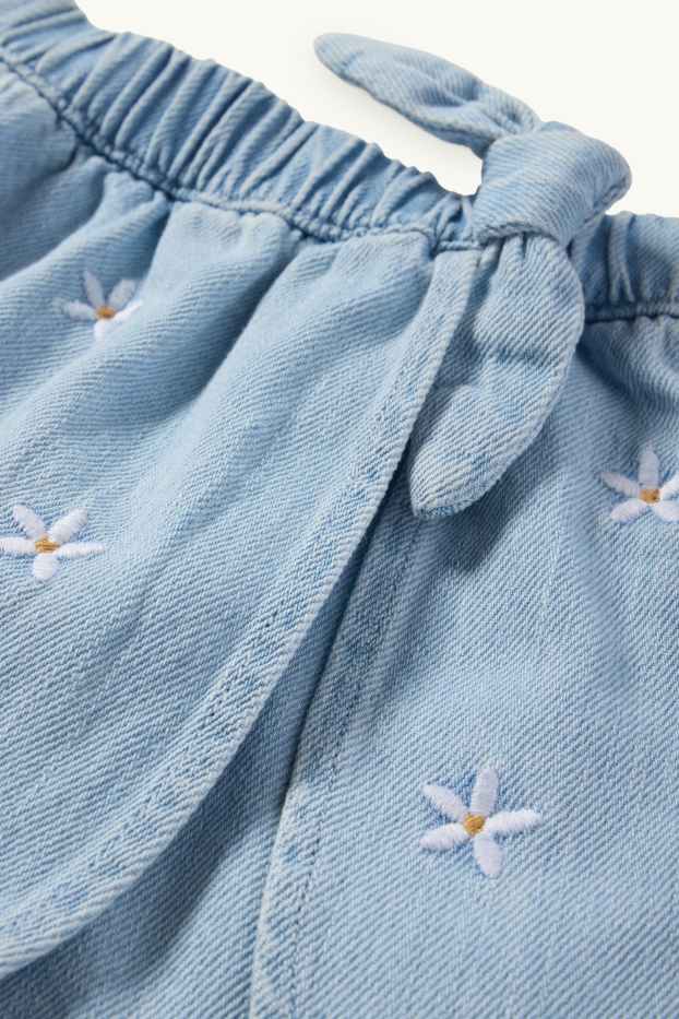 Kinderen: meisjes - Bloem - jeansskort - jeansblauw