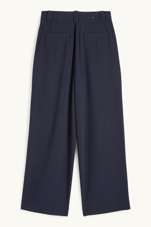 Femmes - Pantalon en toile - high waist - wide leg - bleu foncé