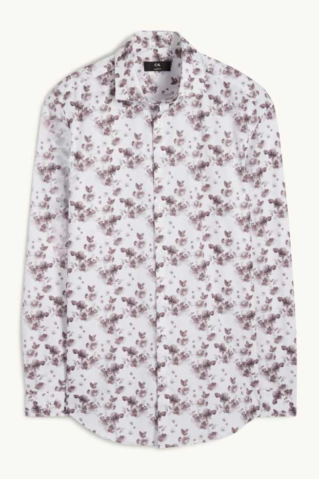 Hombre - Camisa de oficina - slim fit - cutaway - estampada - blanco