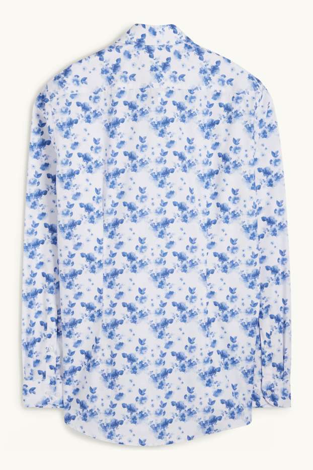 Bărbați - Cămașă office - slim fit - guler italian - cu model - alb