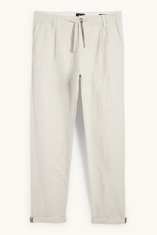 Men - Chinos - tapered fit - linen blend - light beige