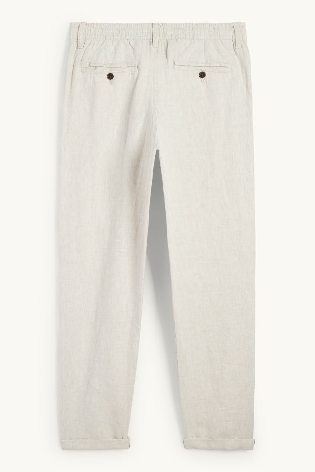 Men - Chinos - tapered fit - linen blend - light beige