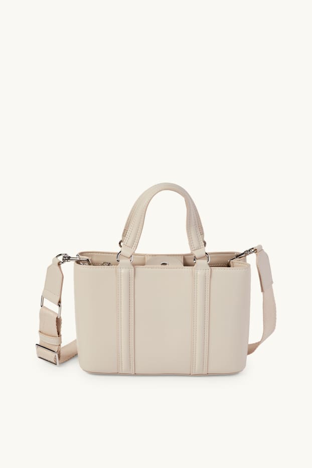 Donna - Borsa a tracolla con spallaccio staccabile - similpelle - beige chiaro