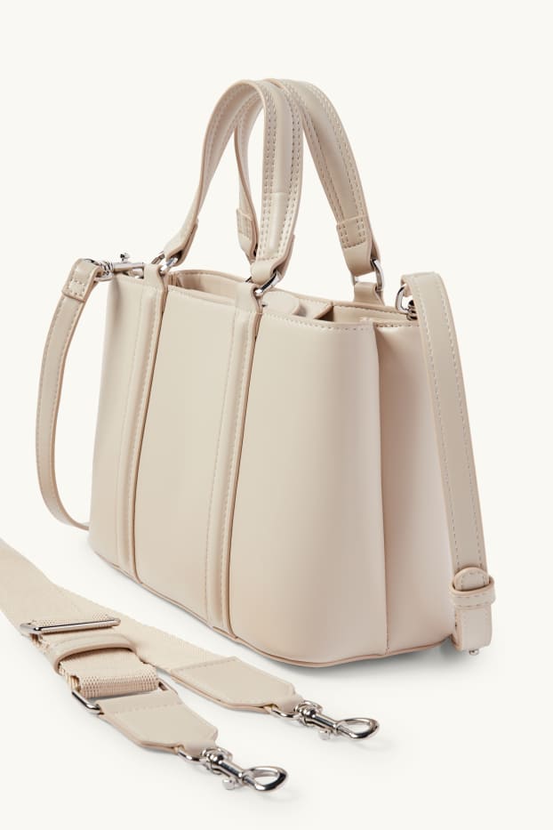 Donna - Borsa a tracolla con spallaccio staccabile - similpelle - beige chiaro