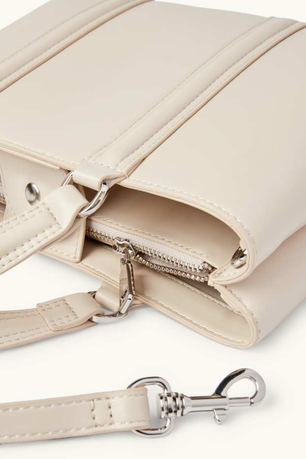 Donna - Borsa a tracolla con spallaccio staccabile - similpelle - beige chiaro